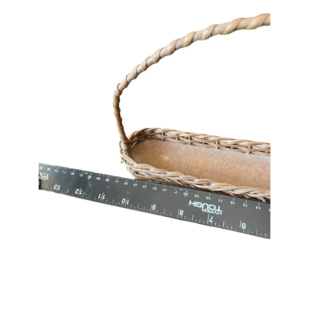 Small Long‎ Wicker Basket w Handle Rustic Farmhouse Decor 10